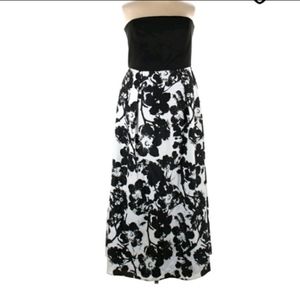 City chic black and white strapless maxi gown